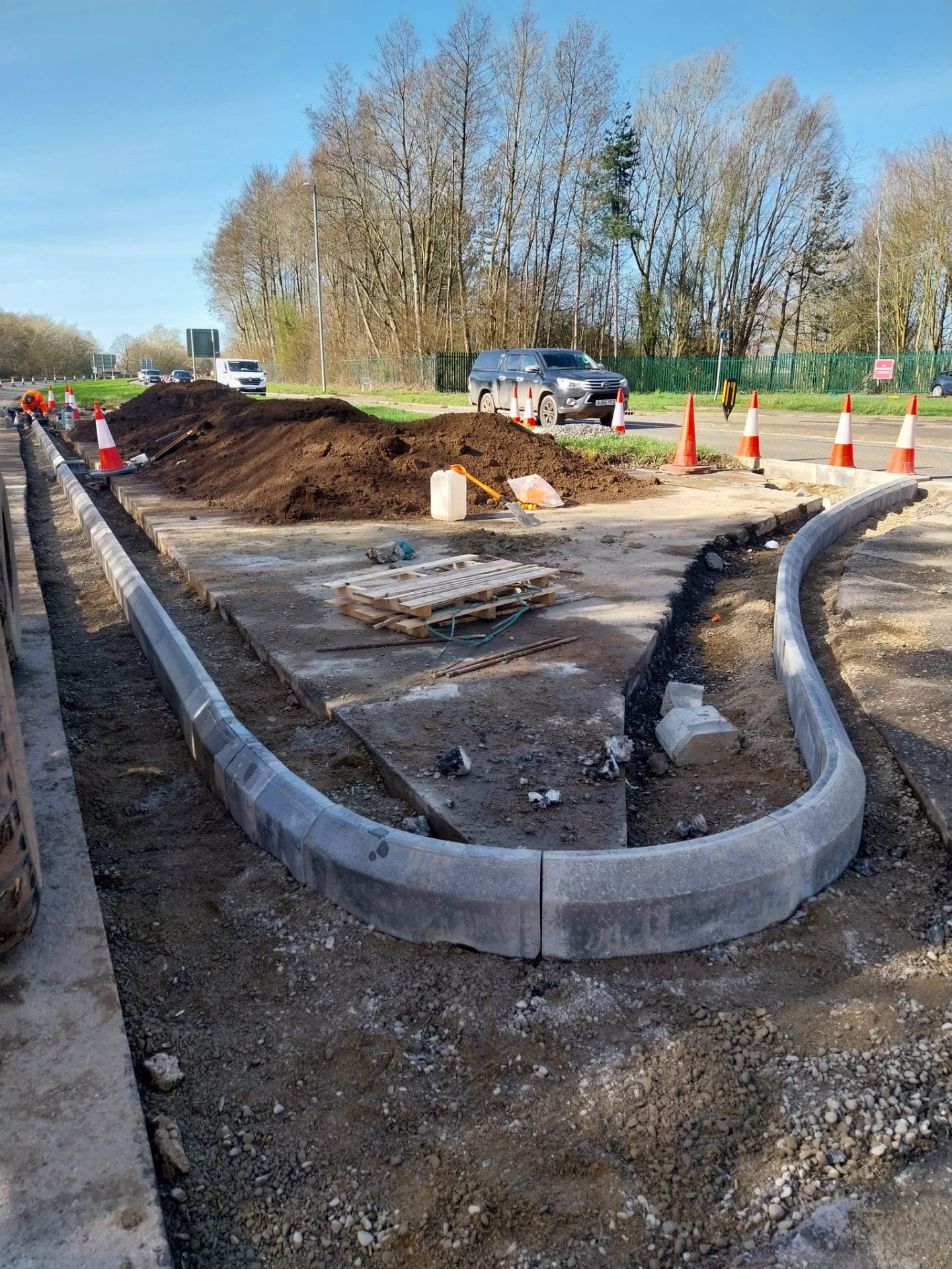 Roadside concrete kerbing