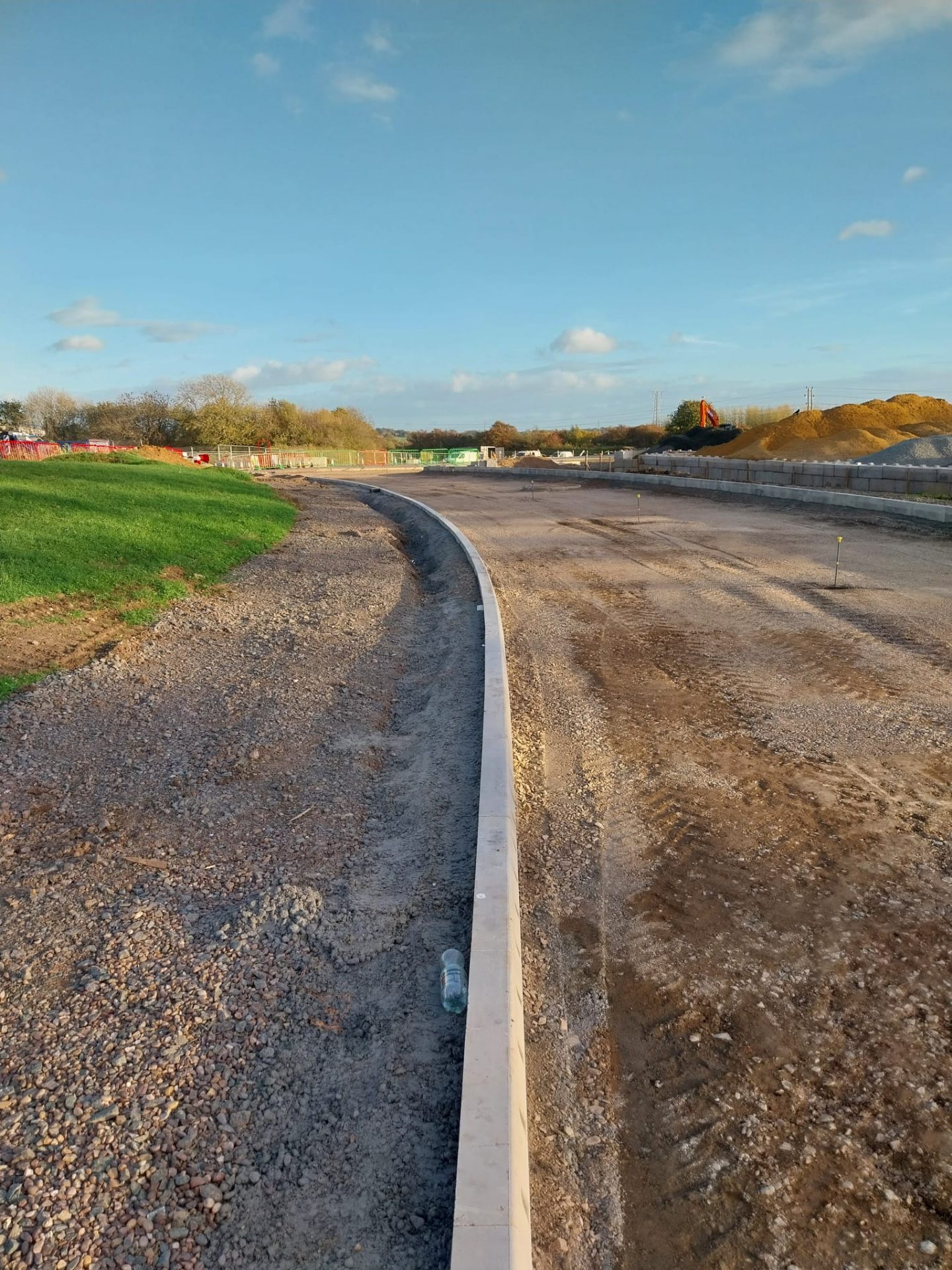 Roadside kerbs ready for surfacing